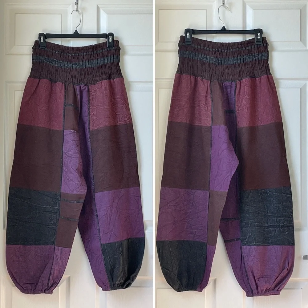 Purple Patchwork All Natural 100% Cotton Harem Pant - Picture 15 of 16